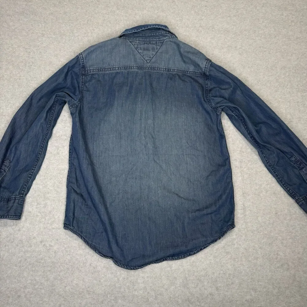 Tommy Hilfiger Boys M 12-14 Denim Button Up‎ Shirt Medium Blue Chambray